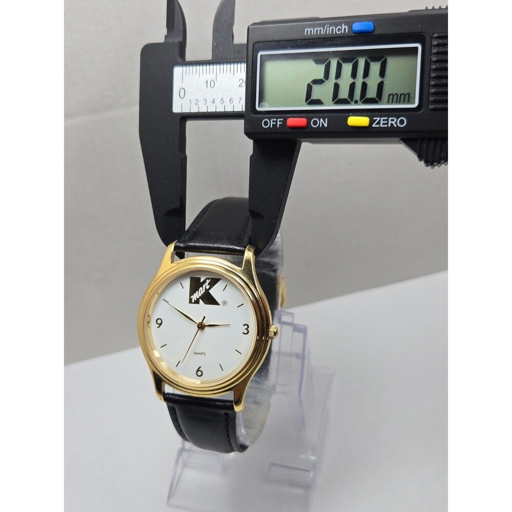 Vintage Kmart Logo Quartz Watch Y121 Gold Tone White Dial Black Band New Battery - Picture 6 of 12